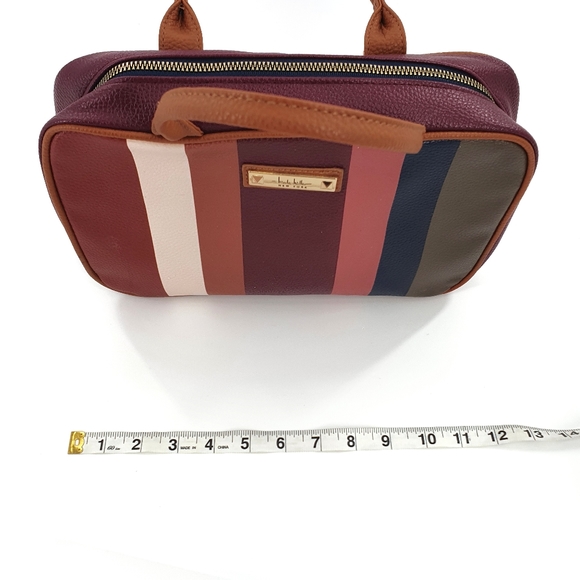 Nicole Miller Neutral Striped Zipper Cosmetic Bag - Picture 2 of 5